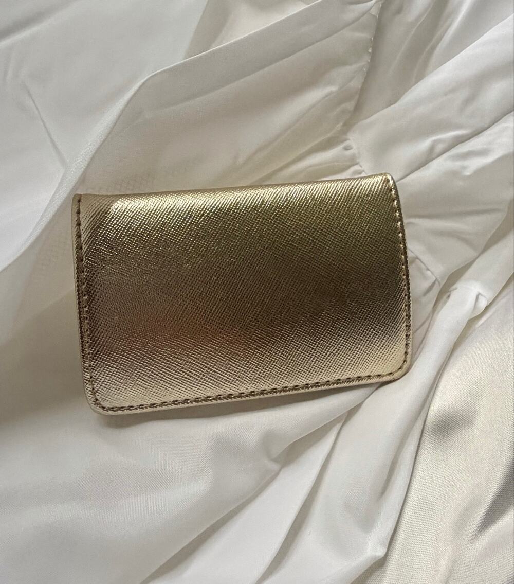 Francesca’s Gold Metallic Card Case, Business Card Holder, Business Card Wallet